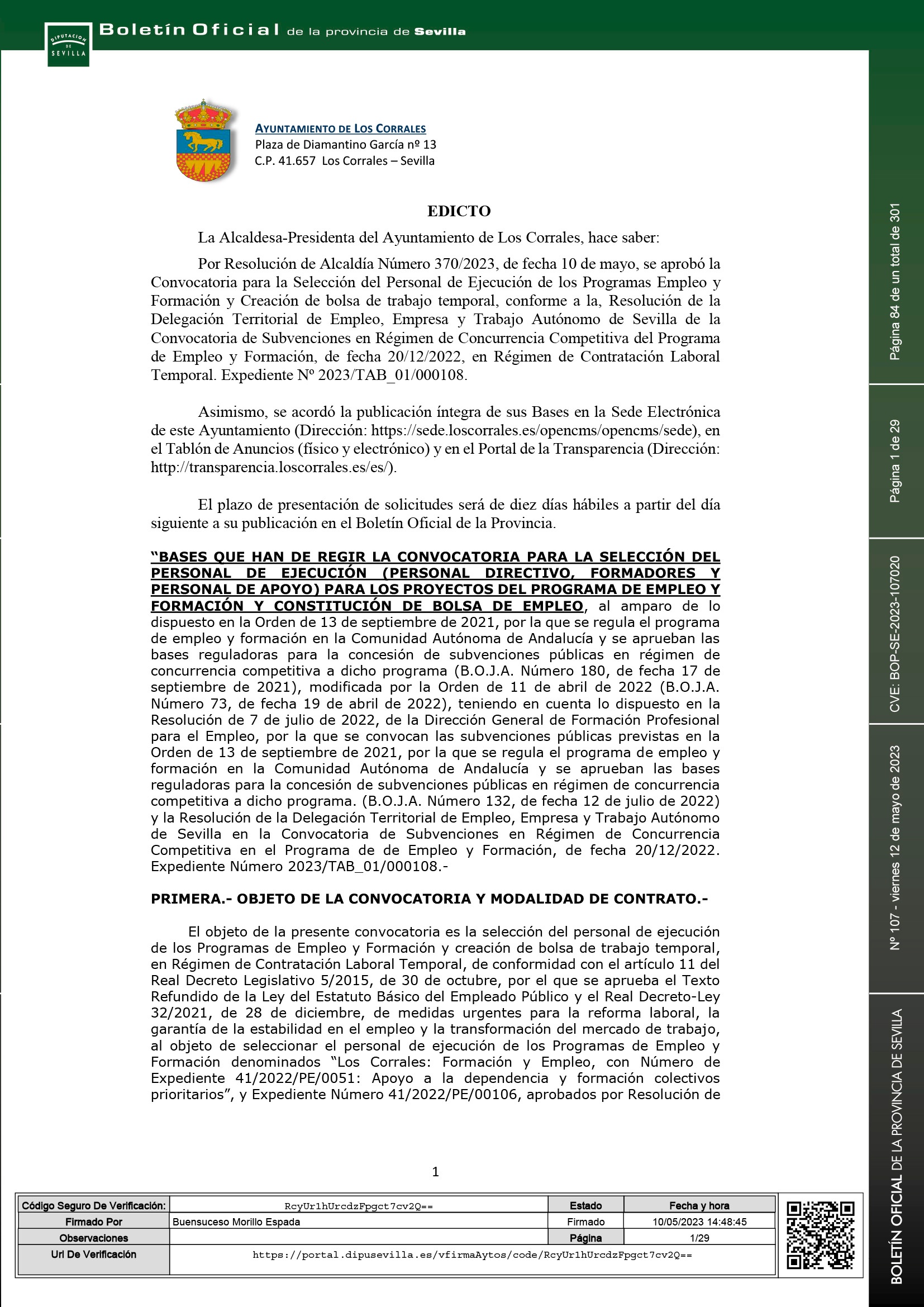 PUBLICADO Edicto BASES publicado BOP PROGR. EMPLEO (1)-1